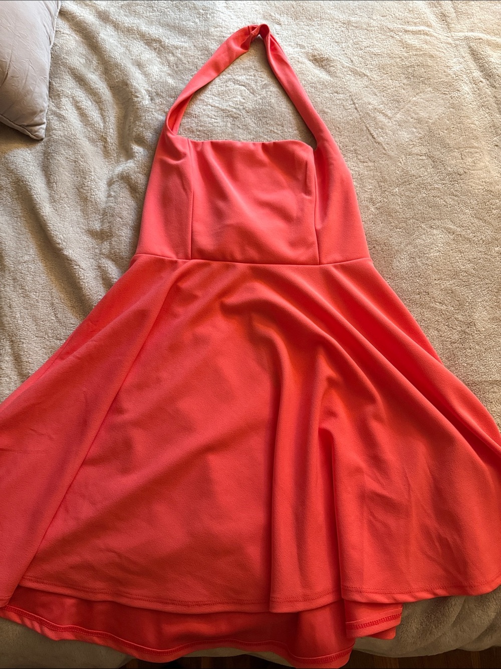 Fashion Nova Coral Halter Mini Dress - Bright Coral